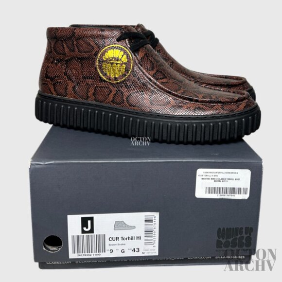 Size 10 - Clarks x Martine Rose Cur Torhill High Wallabee Boots 'Brown Snake' - Picture 1 of 7